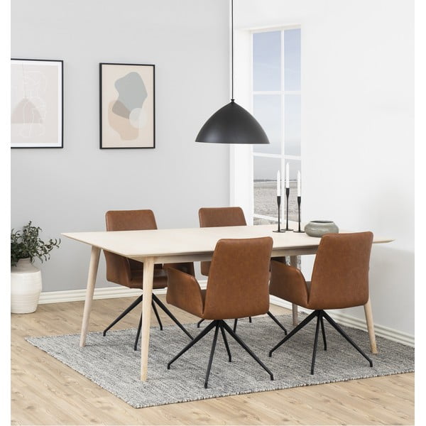 Konjak smeđa podstavljena blagovaonska stolica s naslonima za ruke Naya – Actona-image-1