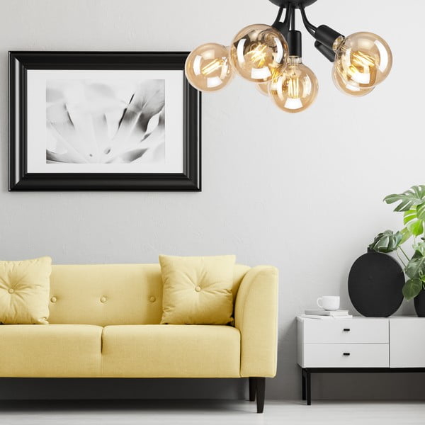 Crna stropna svjetiljka bez sjenila Viggo – LAMKUR-image-1