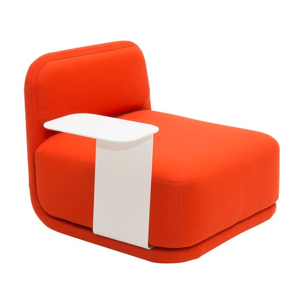 Narančasta fotelja s bijelim metalnim stolom Softline Standby Low + Side Table
