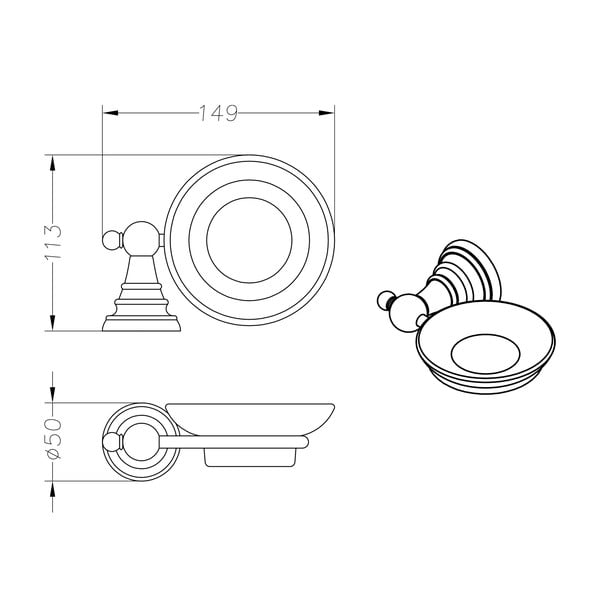 Zidna mjedena posuda za sapun Sapho Diamond-image-3