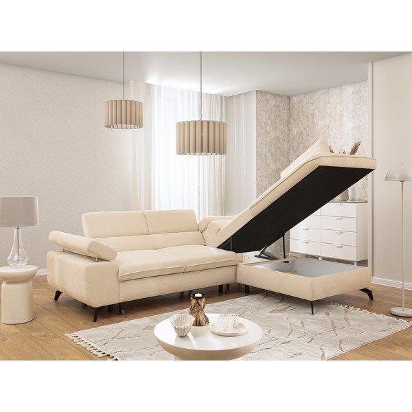 Krem kutna garnitura od šenila (s desnim kutom/u obliku slova L) Marbeya  – Ropez-image-4