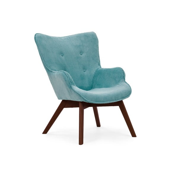 Tirkizna fotelja s naslonjačem za noge od samta Niko – Ropez-image-4