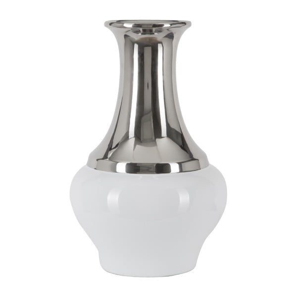 Bijela i srebrna keramička vaza Mauro Ferretti Convex