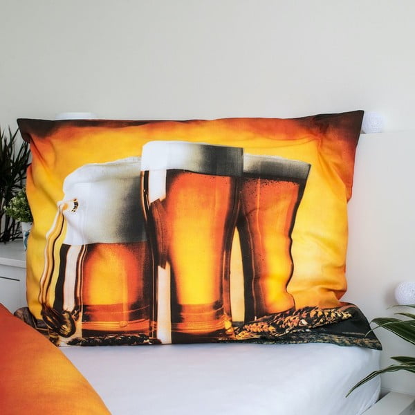 Jantarna pamučna posteljina za krevet za jednu osobu 140x200 cm Beer – Jerry Fabrics-image-3