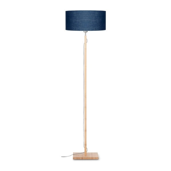 Podna svjetiljka s plavim sjenilom i Good &amp; Mojo Fuji konstrukcijom od bambusa