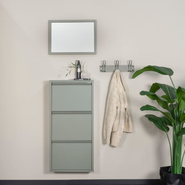 Prljavo zeleni metalni preklopni ormarić za cipele 50x103x15 cm Billy – Spinder Design-image-1
