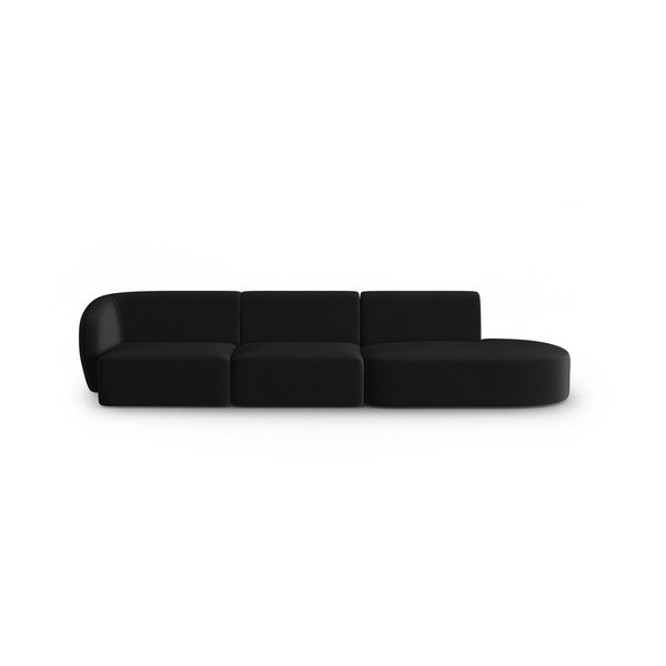 Crna baršunasti sofa s lijevim kutom 311 cm Paolo – Milo Casa