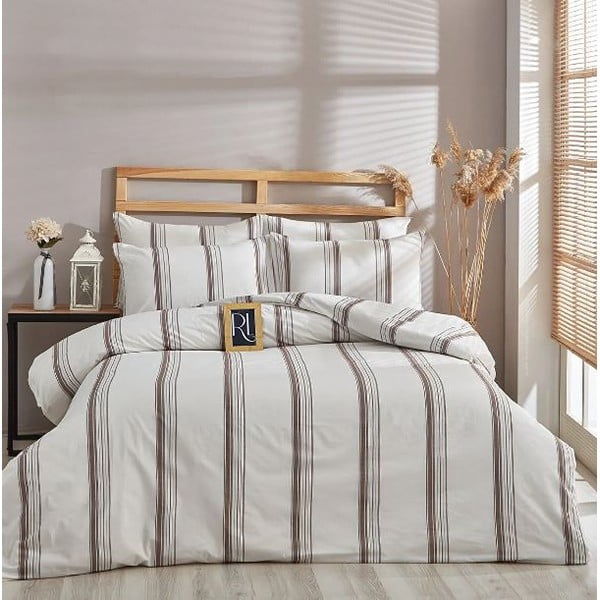 Smeđo-bež pamučna posteljina za bračni krevet/za produženi krevet 200x220 cm – Mila Home