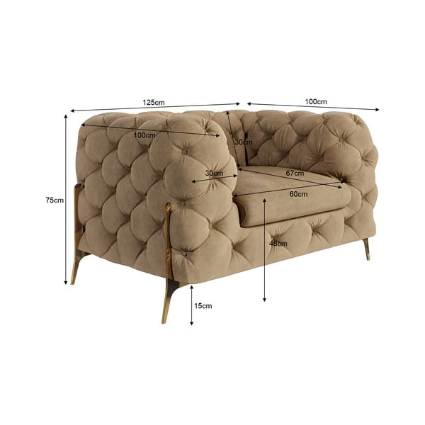 Svjetlo smeđa baršunasti fotelja Chelsea Bis – Ropez-image-3