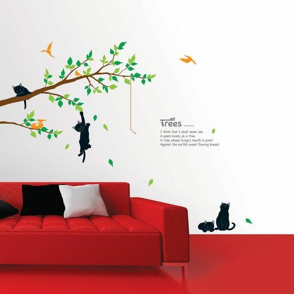 Set zidnih naljepnica Ambiance Tree And Cat-image-1