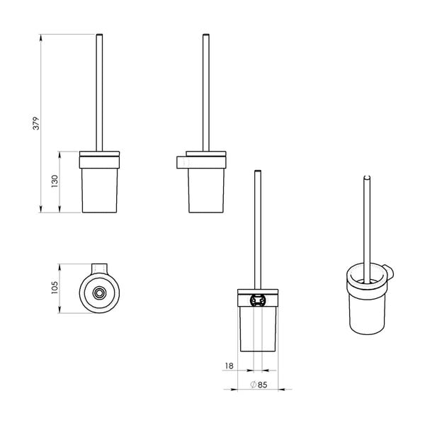 Bijela/u zlatnoj boji staklena zidna WC četka Gedy Pirenei – Sapho-image-2