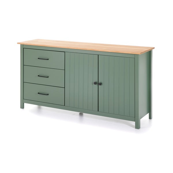 Zelena/u prirodnoj boji niska komoda od masivnog bora 150x80 cm Miranda – Marckeric-image-3