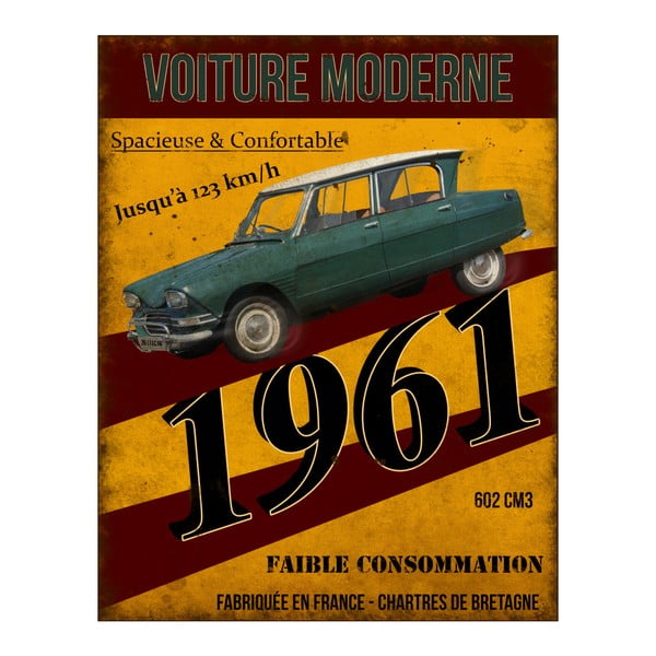 Metalni znak Antic Line Car 1961, 22 x 28 cm