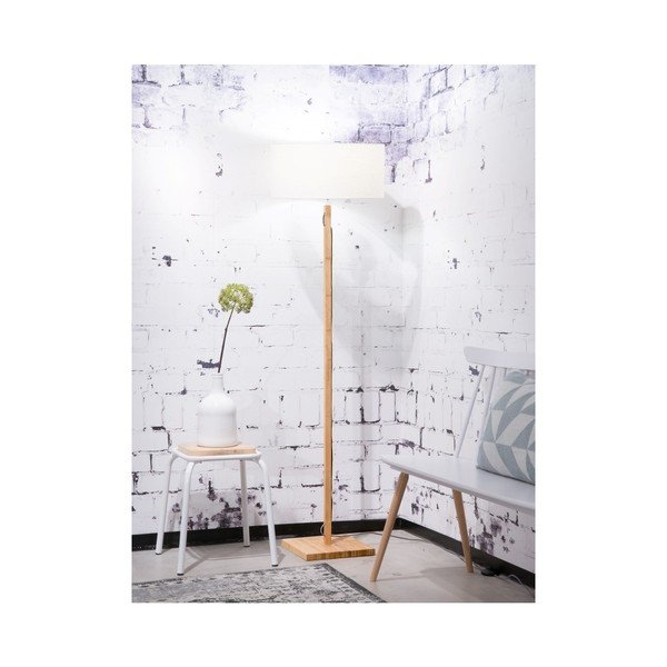 Podna svjetiljka s bijelim sjenilom i Good &amp; Mojo Fuji konstrukcijom od bambusa-image-4