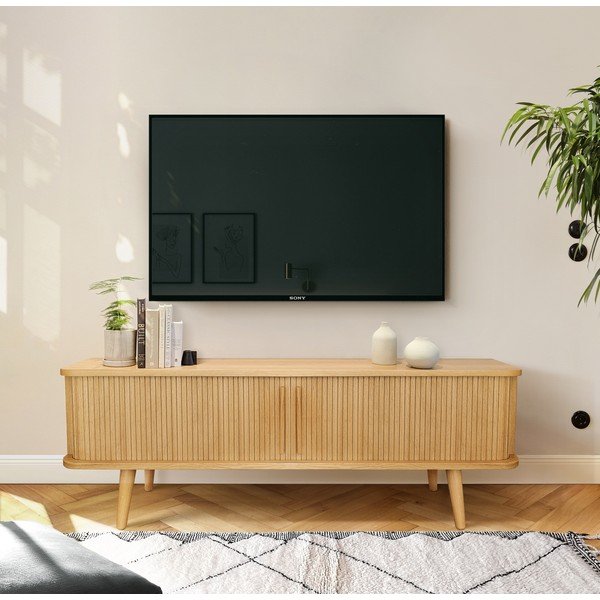TV komoda u dekoru hrasta u prirodnoj boji 138x50 cm Rove – Woodman-image-1