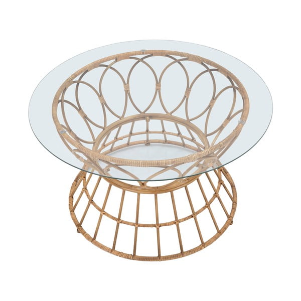 Okrugli stolić za kavu sa staklenom pločom u prirodnoj boji ø 75 cm Panama - Mauro Ferretti-image-2