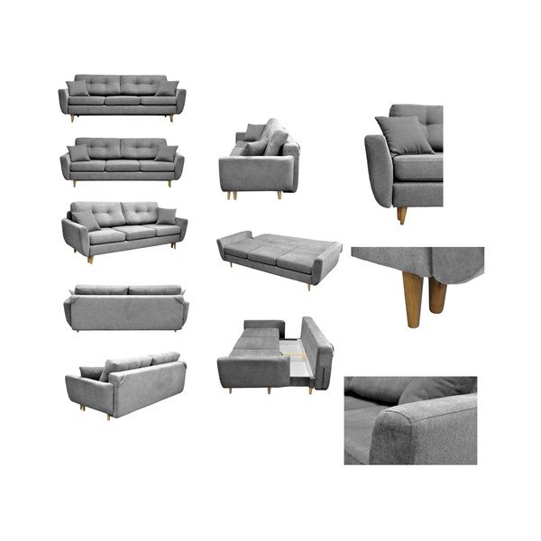 Sivi kauč na razvlačenje sa svijetlim nogama Mazzini Sofas Rose-image-1
