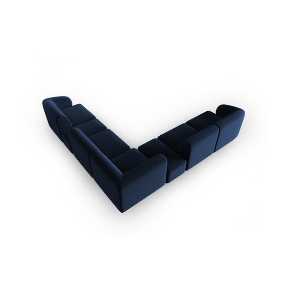 Plava baršunasti kutna garnitura Paolo – Milo Casa-image-3