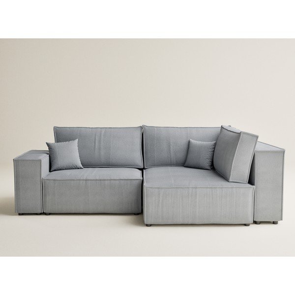 Siva sklopiva/s prostorom za odlaganje kutna garnitura od samta (s desnim kutom/u obliku slova L) Tonga – Maison de Rêve-image-2