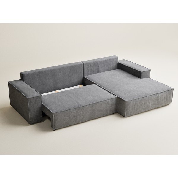 Siva sklopiva/s prostorom za odlaganje kutna garnitura od šenila (s desnim kutom/s ležaljkom) Maze – Maison de Rêve-image-3