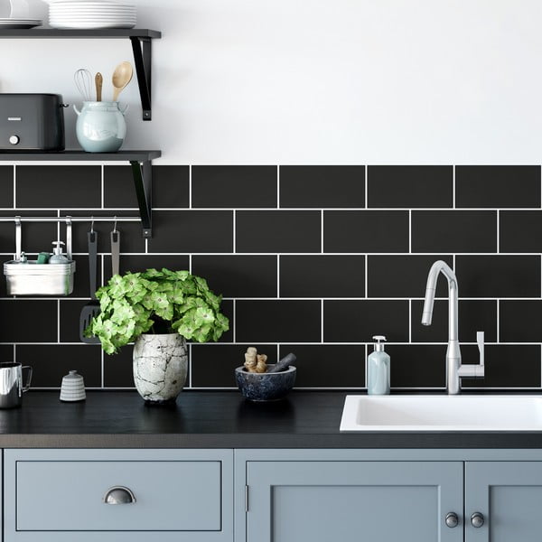 Set naljepnica za pločice 30 kom 20x10 cm Subway Tiles Black - Ambiance-image-1