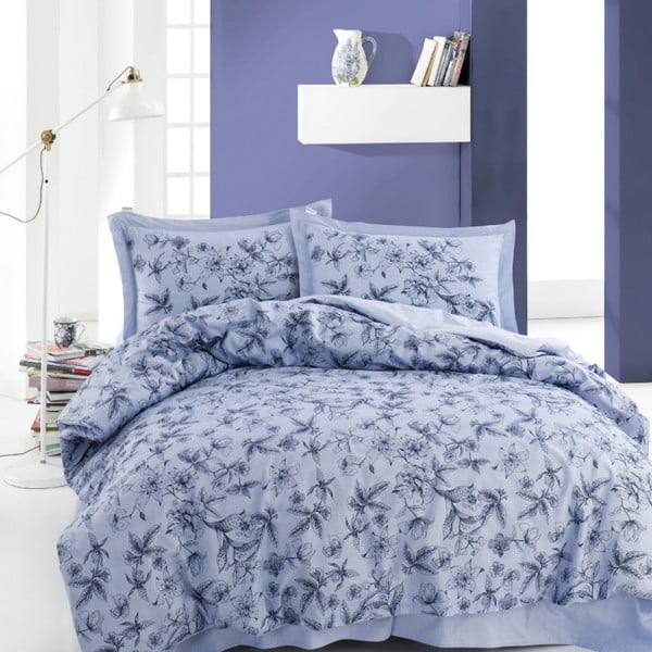 Pamučna posteljina s bračnim krevetom s plahtama Carrol, 220 x 240 cm