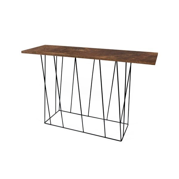 Smeđi konzolni stol s crnim nogama TemaHome Helix, 40 x 120 cm-image-1