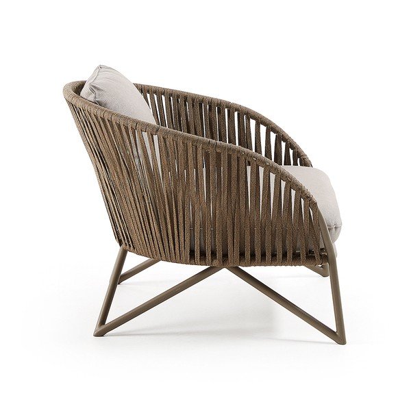 Svijetlo siva/smeđa metalna vrtna fotelja Branzie – Kave Home-image-2