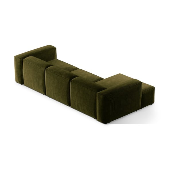 Zelena kutna garnitura od samta (s lijevim kutom/s ležaljkom) Bergamo – Cosmopolitan Design-image-4