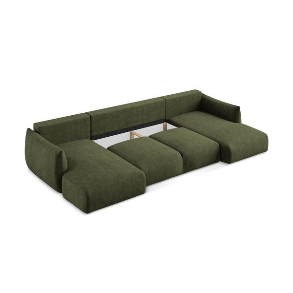 Zelena sklopiva kutna garnitura od šenila (u obliku slova "U") Leila – Makamii-image-4