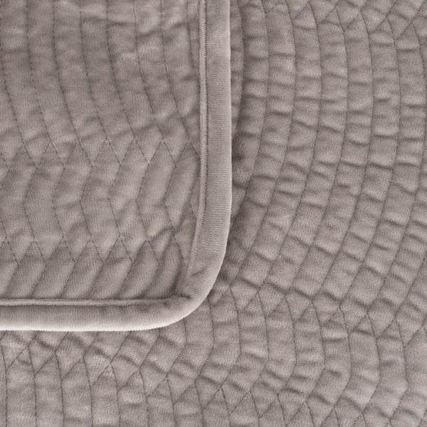 Sivi prošiven prekrivač od samta 180x260 cm – Ixia-image-1