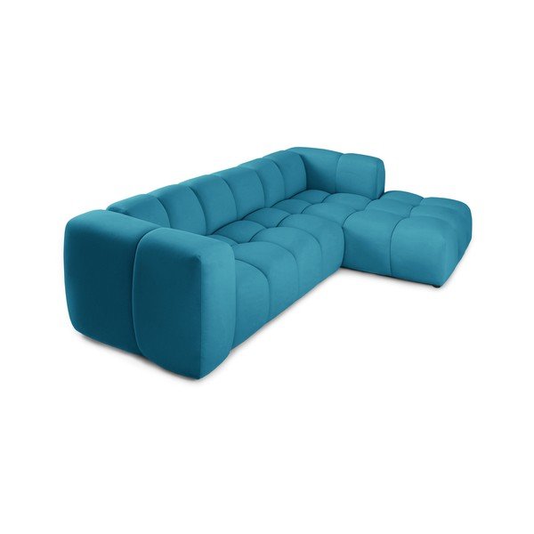 Tirkizna baršunasti kutna garnitura (s desnim kutom/s ležaljkom) Cube – Bonami Selection-image-3