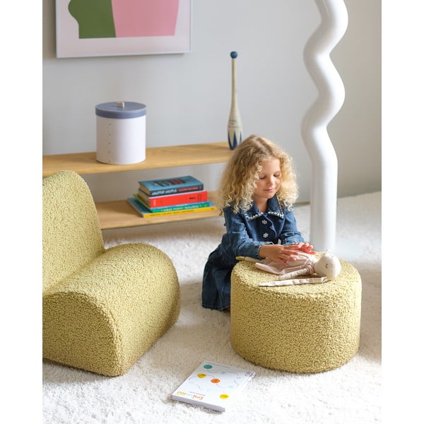 Zeleni dječji tabure od bouclé tkanine – Wigiwama-image-1