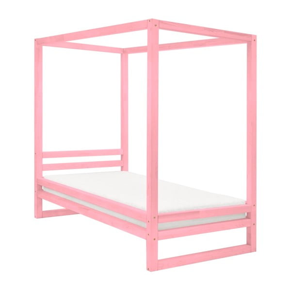 Ružičasti drveni krevet za jednu osobu Benlemi Baldee, 190 x 120 cm