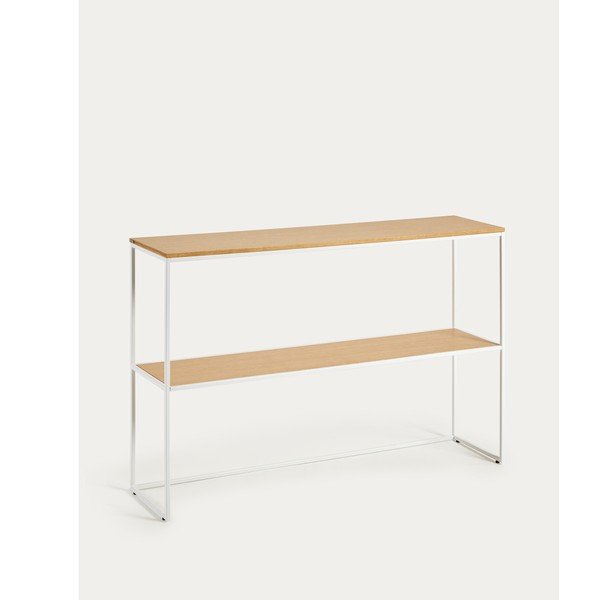 Bijeli/u prirodnoj boji pomoćni stol u dekoru hrasta 30x120 cm Yoana – Kave Home-image-4