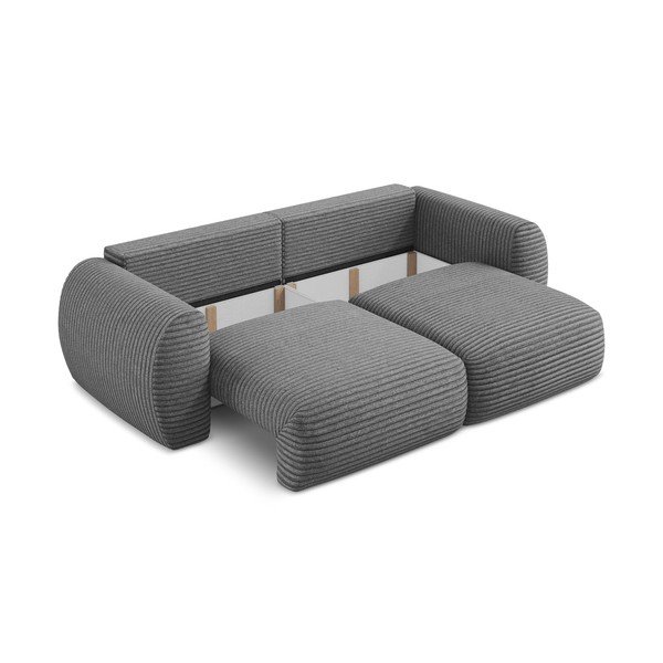Tamno siva sklopiva/s prostorom za pohranu sofa od samta 266 cm Kini – Makamii-image-4