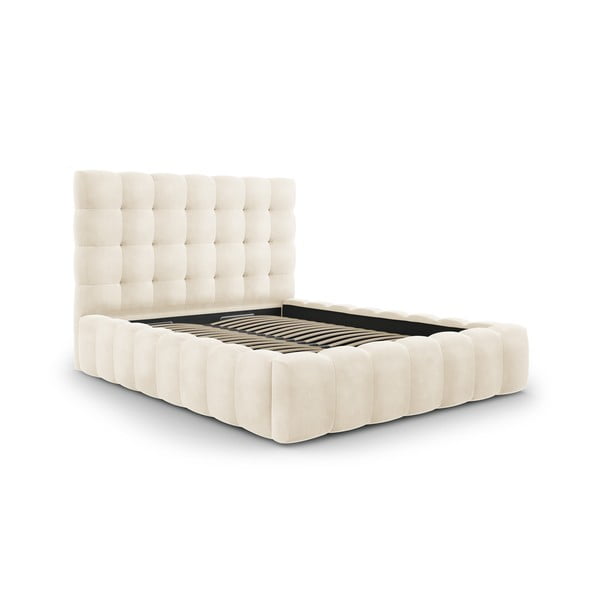 Bež tapecirani bračni krevet s prostorom za pohranu s podnicom 160x200 cm Bali – Cosmopolitan Design