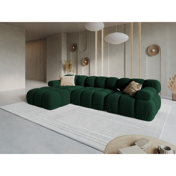 Zelena baršunasta sofa 285 cm Bellis – Micadoni Home-image-1