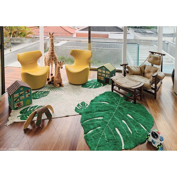 Tamno zeleni periv/ručno rađen pamučan dječji tepih 120x180 cm Monstera Leaf – Lorena Canals-image-4