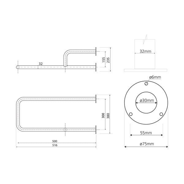 Zidna ručka za kupaonicu od nehrđajućeg čelika 52 cm Handicap Right – Sapho-image-2