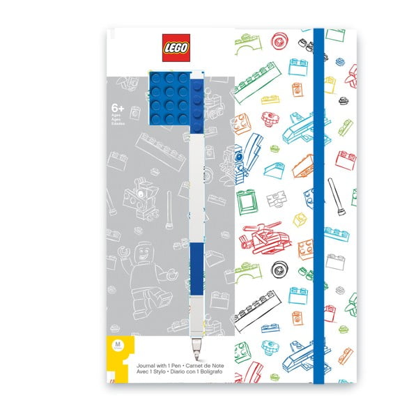 Plavo-bijela bilježnica A5 s plavom LEGO® olovkom, 96 stranica