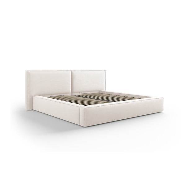 Bež tapecirani bračni krevet s prostorom za pohranu s podnicom 200x200 cm Arendal – Cosmopolitan Design