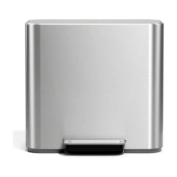 Kanta za smeće od nehrđajućeg čelika za odvojeni otpad/s pedalom u mat srebrnoj boji 15 l Dual Mini – simplehuman-image-3