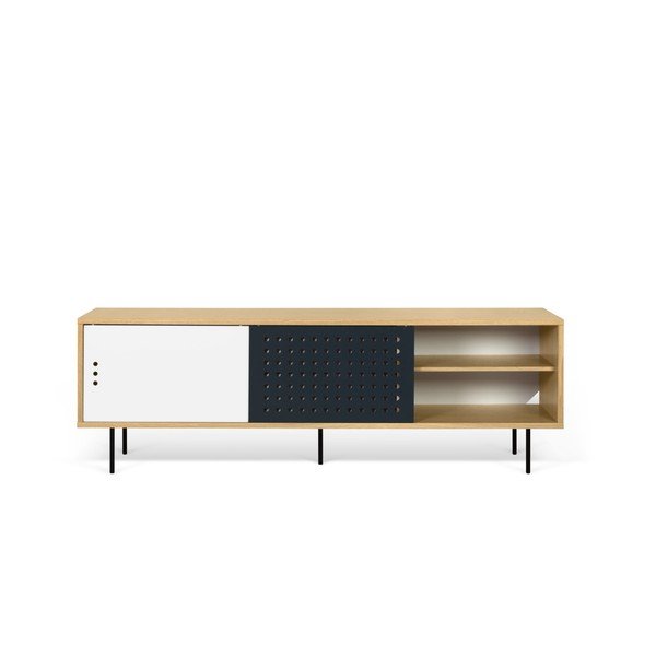 TV komoda u hrastovom drvu s crno-bijelim detaljima TemaHome Dann Dots, dužina 201 cm-image-4