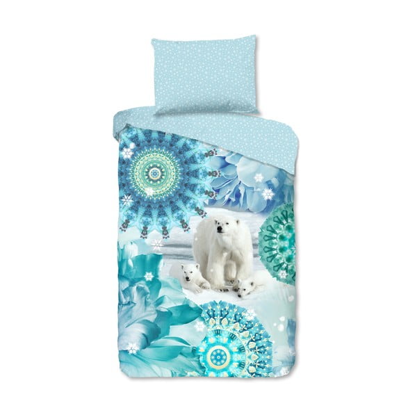 Plava flanelska posteljina za krevet za jednu osobu 140x200 cm Seppo – HIP