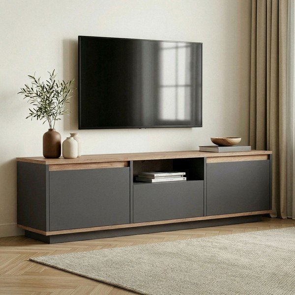 Antracitno siva TV komoda 160x42x30 cm Sentinel – Kalune Design-image-1