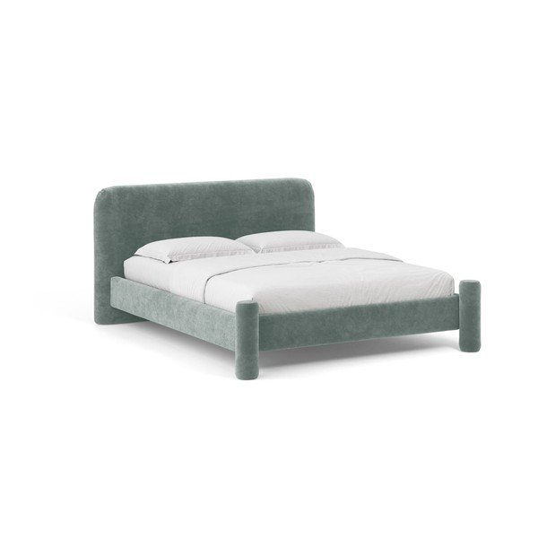 Svijetlo plavi tapecirani bračni krevet s podnicom 160x200 cm Vera – Micadoni 