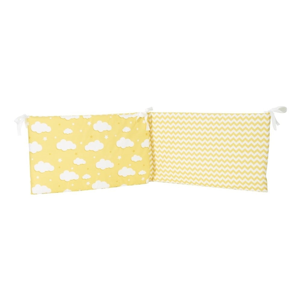 Žuti zaštitni pamučni jastuk za ogradicu za dječji krevet Mike & Co. NEW YORK Carino, 40 x 210 cm