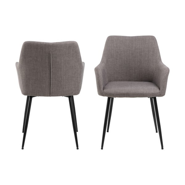 Svijetlo sive podstavljene blagovaonske stolice u setu s naslonima za ruke 2 kom Lizzy – Actona-image-2