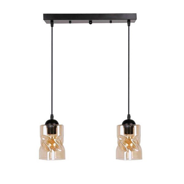 Crna visilica sa staklenim sjenilom 10x44 cm Felis - Candellux Lighting
